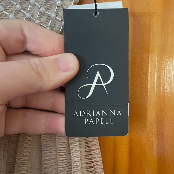 Adrianna Papell Anthropologie Champagne Bryce Beaded Gown Dress Sz 2 NWT - Picture 6 of 14